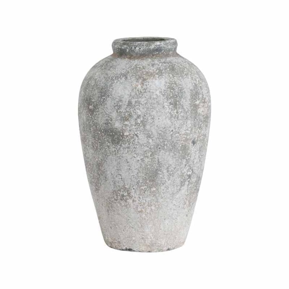 image 1 of Aged Tall Vase - Ceramic - L28 x W28 x H45 cm - Stone | Grey