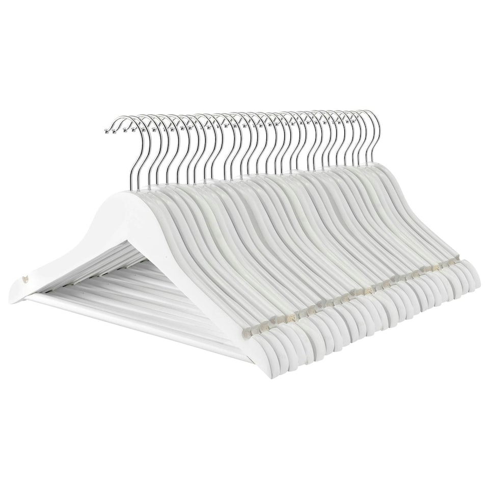 image 1 of Harbour Housewares Wooden Childrens Clothes Hanger - White - Pack of 30 - Wooden Hanger Coat Hanger Suit Hanger Jacket Hanger Shirt Hanger Trouser Hanger