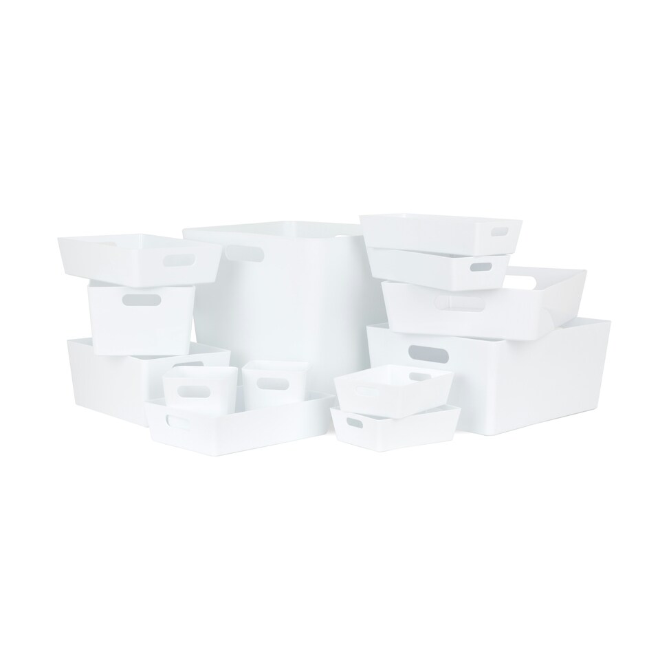 image 1 of Wham Studio 13 Piece Multi-Size Set Plastic Storage Baskets Ice White White
