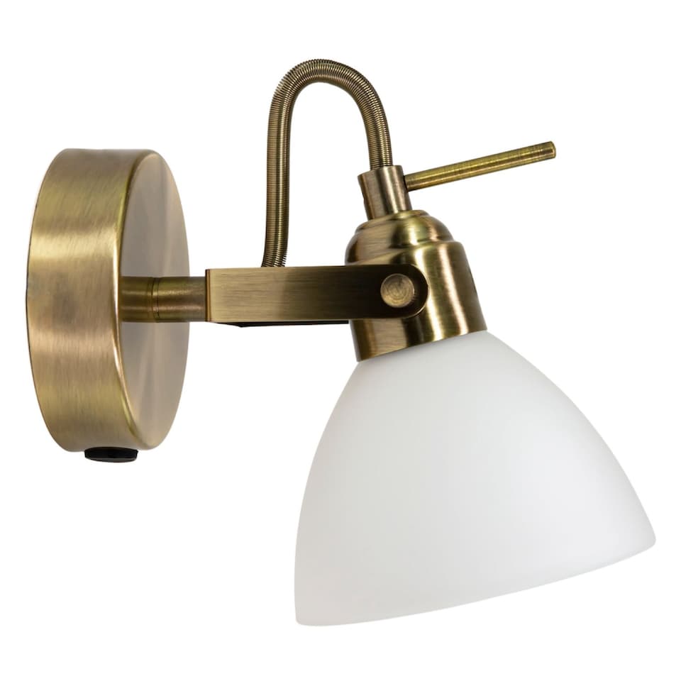 image 1 of Contemporary and Chic Antique Brass Wall Spot Light with Switch and Glass Shade | Gold | Antique Brass | 1