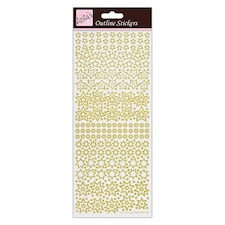 Outline Stickers - Sparkling Stars - Gold on White