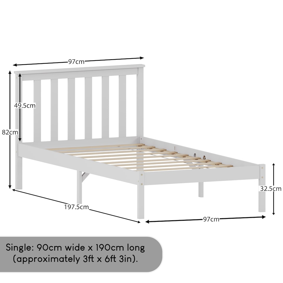 image 1 of Vida Designs Milan Single Wooden Bed, Low Foot, White & Gel Memory Foam Pocket Spring Mattress, Single