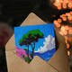 image 3 of Santorini Greece Coastal Path Colourful Landscape Birthday Greeting Card