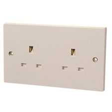 Dencon Unswitched Socket 13a - Multi Colour - 2-Gang