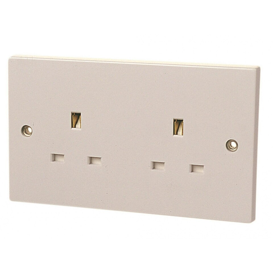 Dencon Unswitched Socket 13a - Multi Colour - 2-Gang