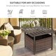 image 4 of Outsunny Rattan Garden Coffee Table, 55.5 cm Square Wicker Patio Side Coffee Table with 4 cm Umbrella Hole, Metal Bottom and Slatted Top for Outdoor, Balcony, Brown