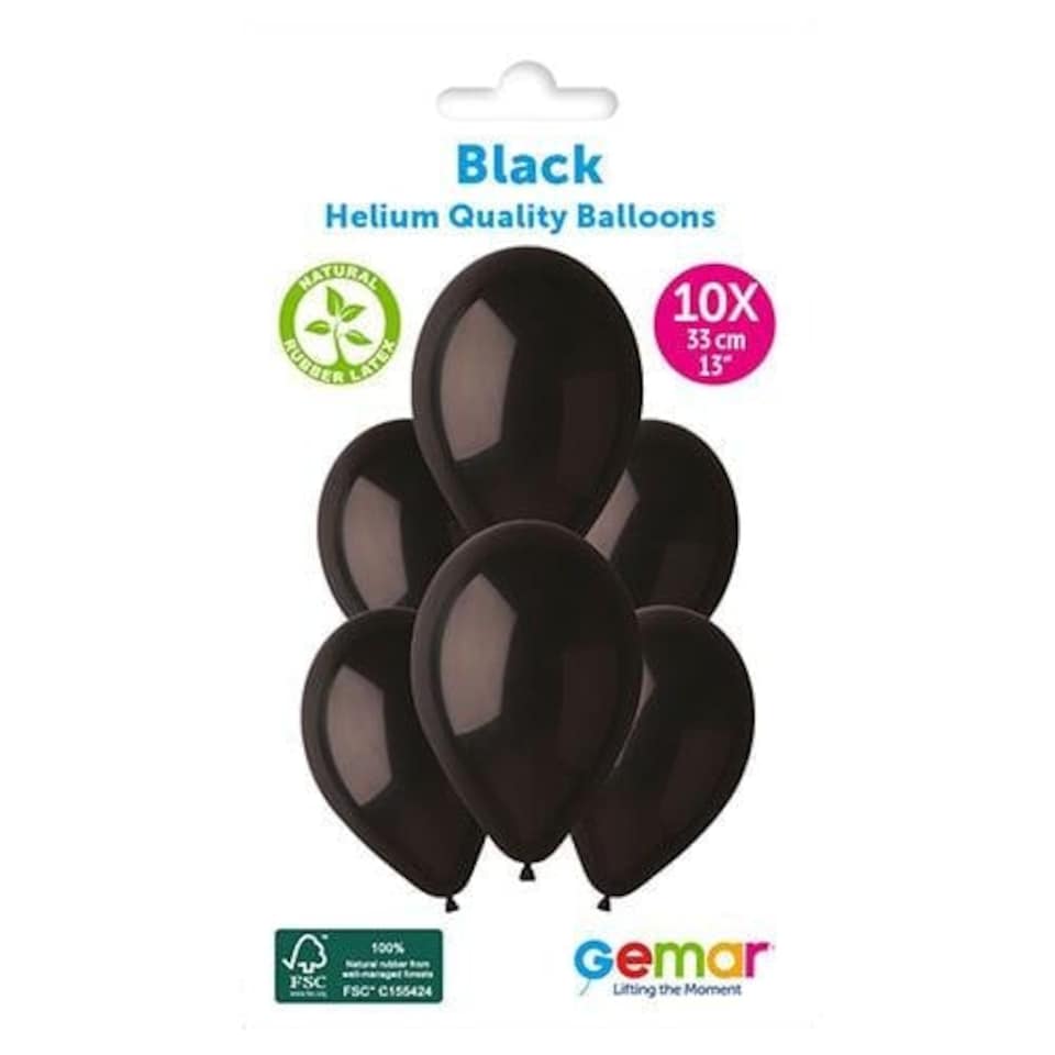 image 1 of Black Bio Latex Balloons 33cm / 13 in - Pack of 10