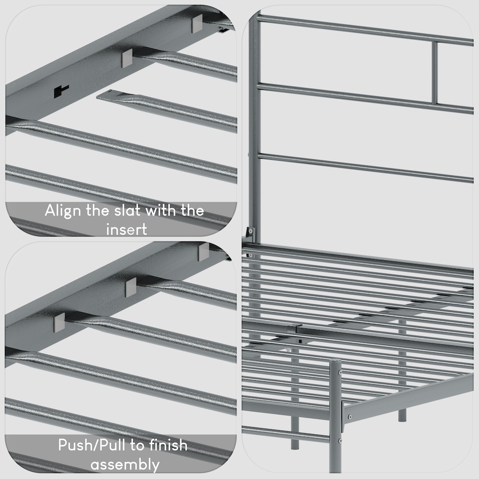 image 1 of Vida Designs Dorset 5ft King Size Bed Metal Frame, Silver, 150 x 200cm