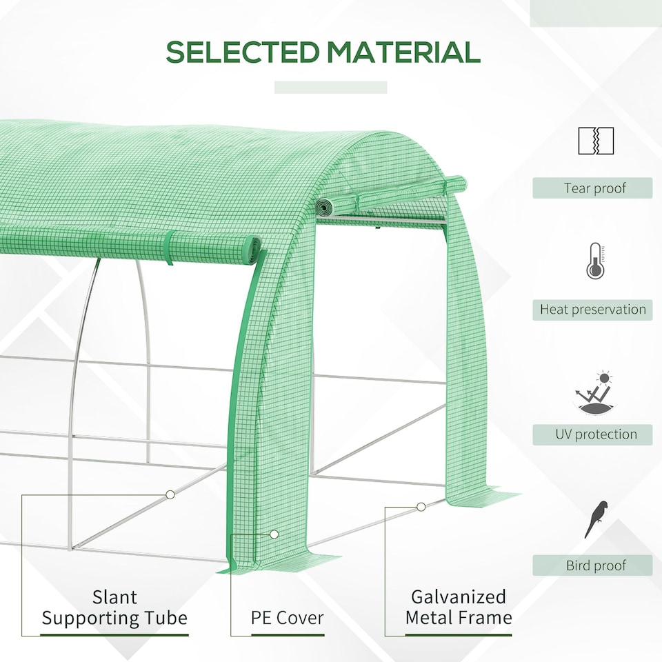 image 1 of Outsunny 3 x 3 x 2 m Polytunnel Greenhouse Pollytunnel Tent Steel Frame Green