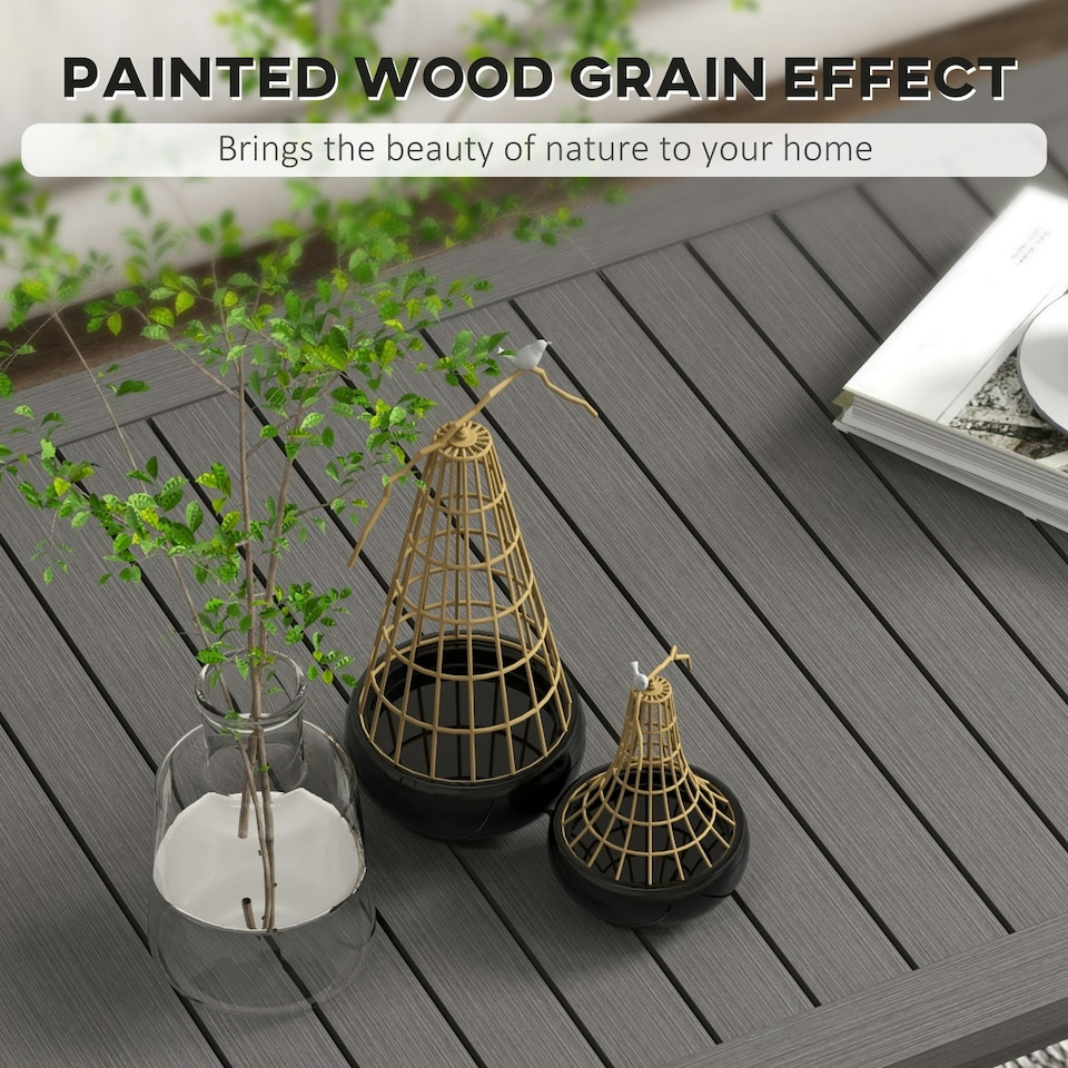 image 1 of Outsunny Aluminium Outdoor Coffee Table Patio Table with Grain Effect