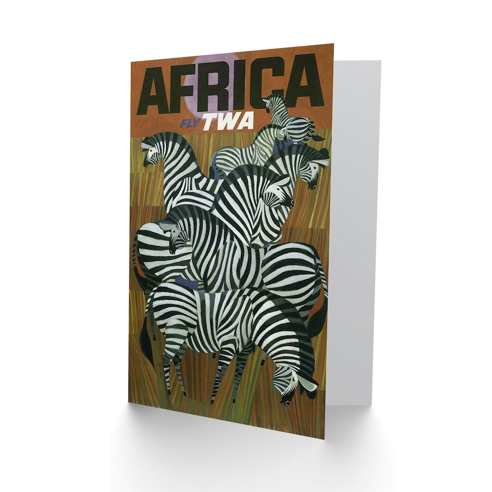 image 1 of Travel Twa Trans World Africa USA Bday Zebra Goodbye Card