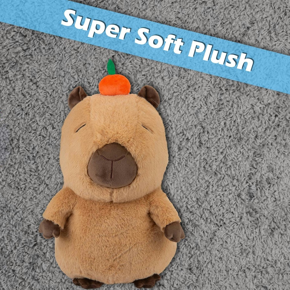 image 1 of Capybara Soft Toy Cute Plushie Huggable Cuddly Stuffed Toy 35cm Light Brown