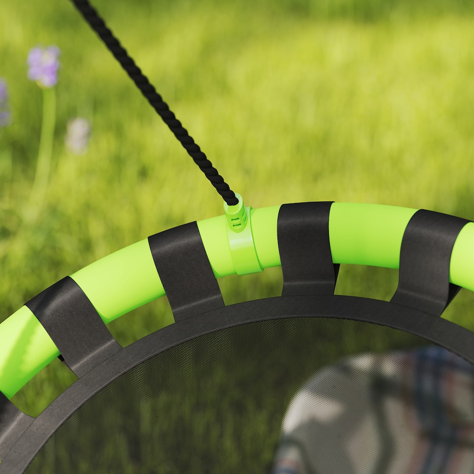 image 1 of AIYAPLAY Kid Nest Swing Seat, 60cm Diameter Round Saucer Swing Set, Black