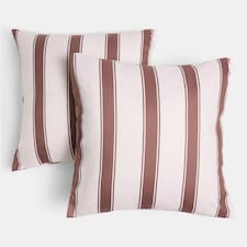 OHS 2 x Stripe Garden Cushion Covers Outdoor Water Resistant | Multi | Chocolate/Cream
