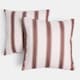 image 1 of OHS 2 x Stripe Garden Cushion Covers Outdoor Water Resistant | Multi | Chocolate/Cream