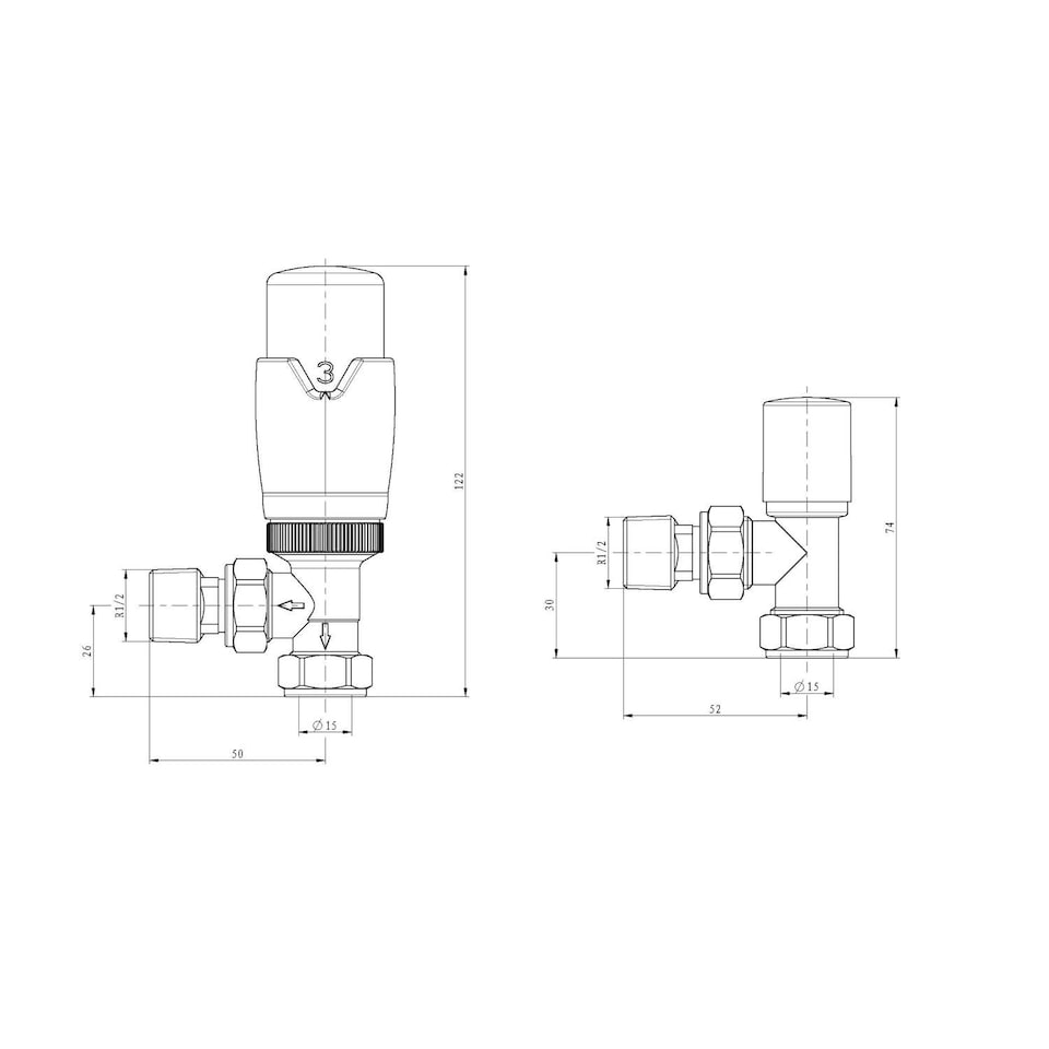 image 1 of Talus Flair - Anthracite Thermostatic Radiator Valve & Lockshield Angled 10mm