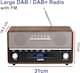 image 9 of Large Vintage Style DAB/DAB+ & FM Radio – Bluetooth – High Contrast Large Screen - AUX In – Clock & Dual Alarm – Dark Wood Cabinet – 2x5W – Mains or Battery