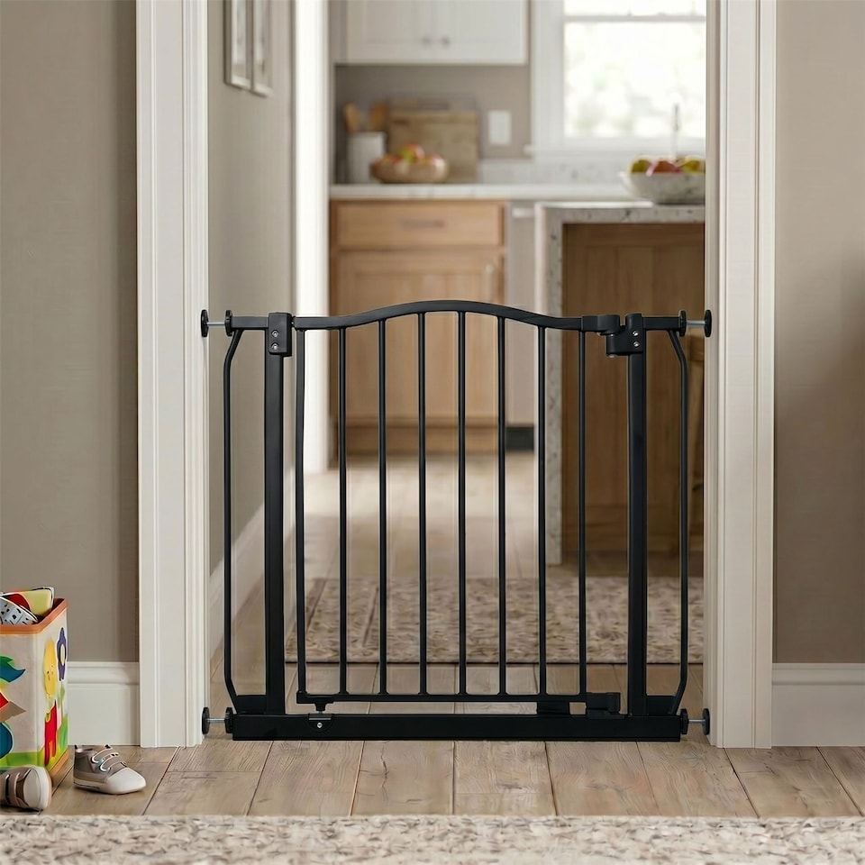 image 1 of Safetots Curved Top Safety Gate, 271cm - 280cm, Matt Black, Pressure Fit Stair Gate, Baby Gate for Doors Hallways and Spaces, Safety Barrier, Easy Installation