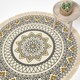 image 2 of Homescapes Black and Gold 100% Cotton Mandala Printed Round Rug Black | 145 cm Round