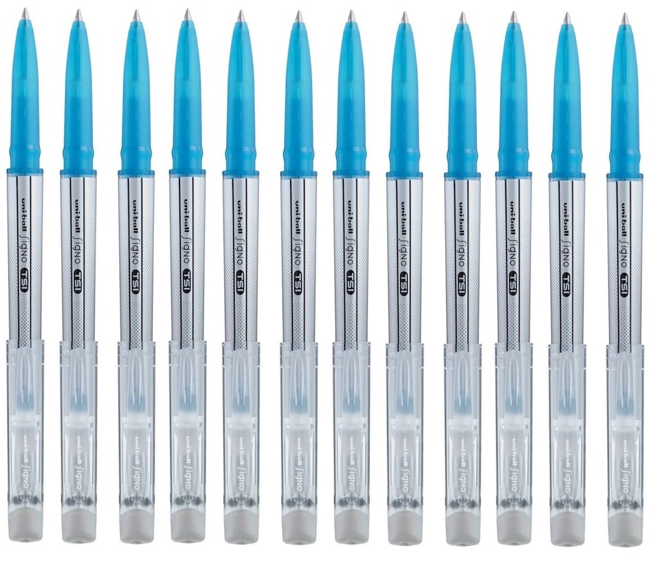 Uni-Ball Signo TSI Erasable Gel Pens Pack of 12 | Thermo Sensitive Rollerball Pens with Erasers | 0.7mm Medium Tip Writing Pens for School, Office & Study | Assorted Colours