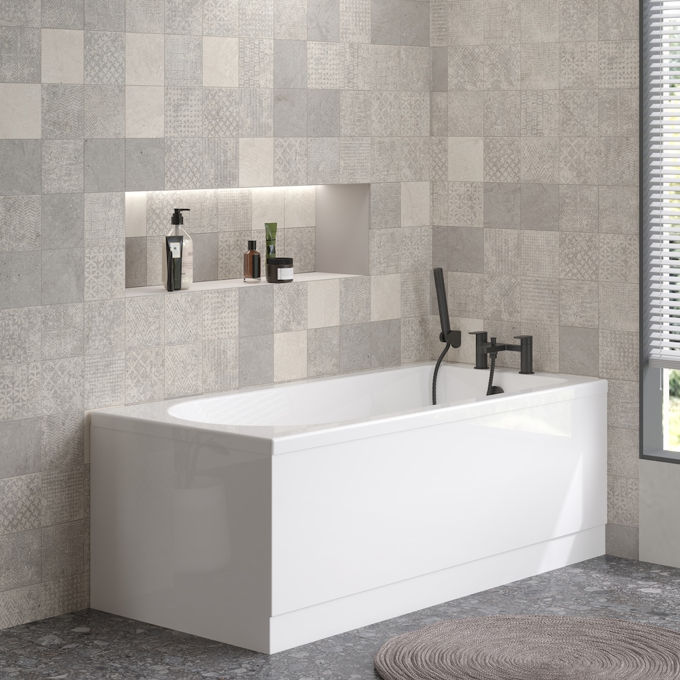 image 1 of 1500mm White Acrylic Front Bath Panel for Modern Bathroom Suites
