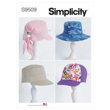 Simplicity 9509 Paper Sewing Pattern – Children’s, Teenagers’, Women’s & Men’s Headwear, Size A (XS–S–M–L / XS–S–M–L), Easy