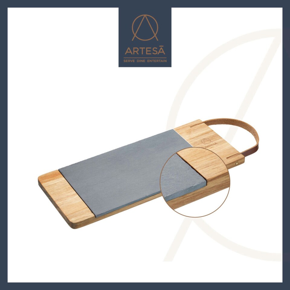 image 1 of Artesà Acacia Wood & Slate Serving Board