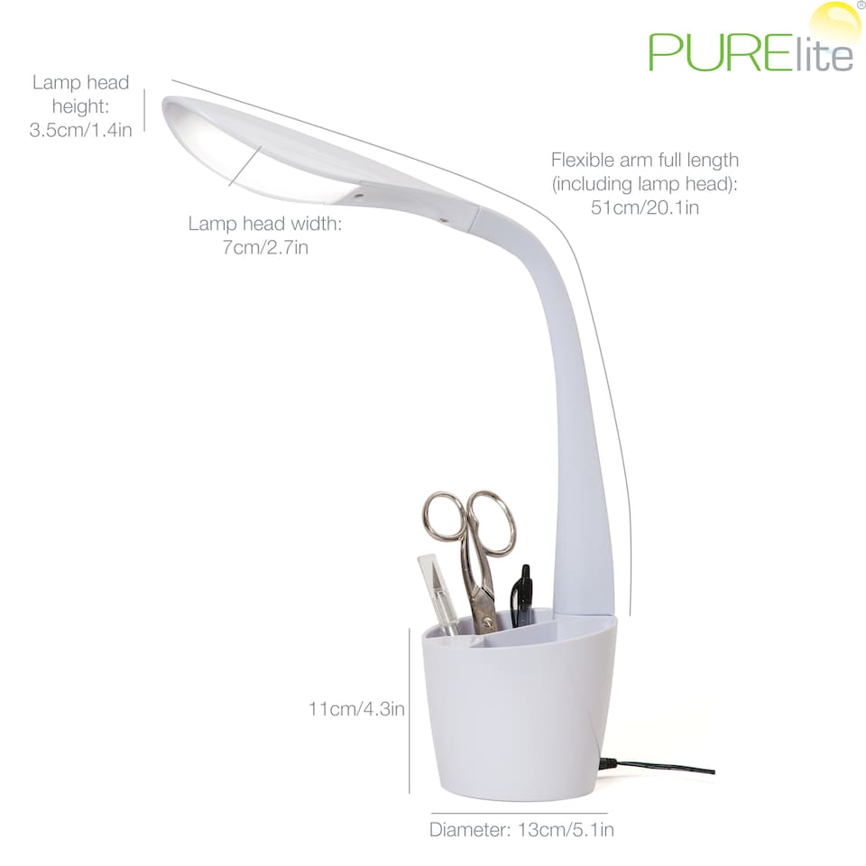 image 1 of PURElite Natural Daylight Hobby Lamp - Table & Desk Lamp, Flexible LED Light with 4 Brightness Settings for Reading & Crafts