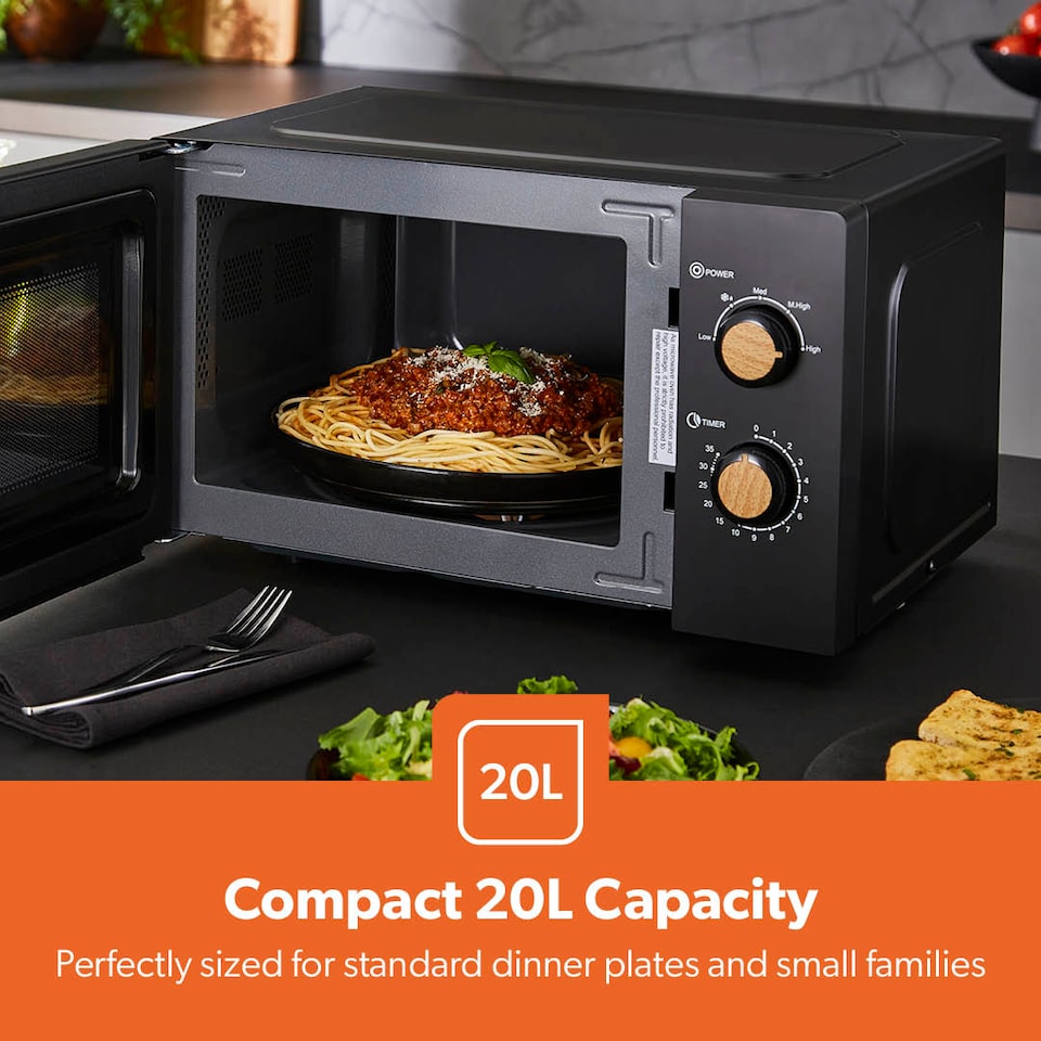image 1 of GEEPAS 20L Microwave Oven 700W | NordiQ Design Black