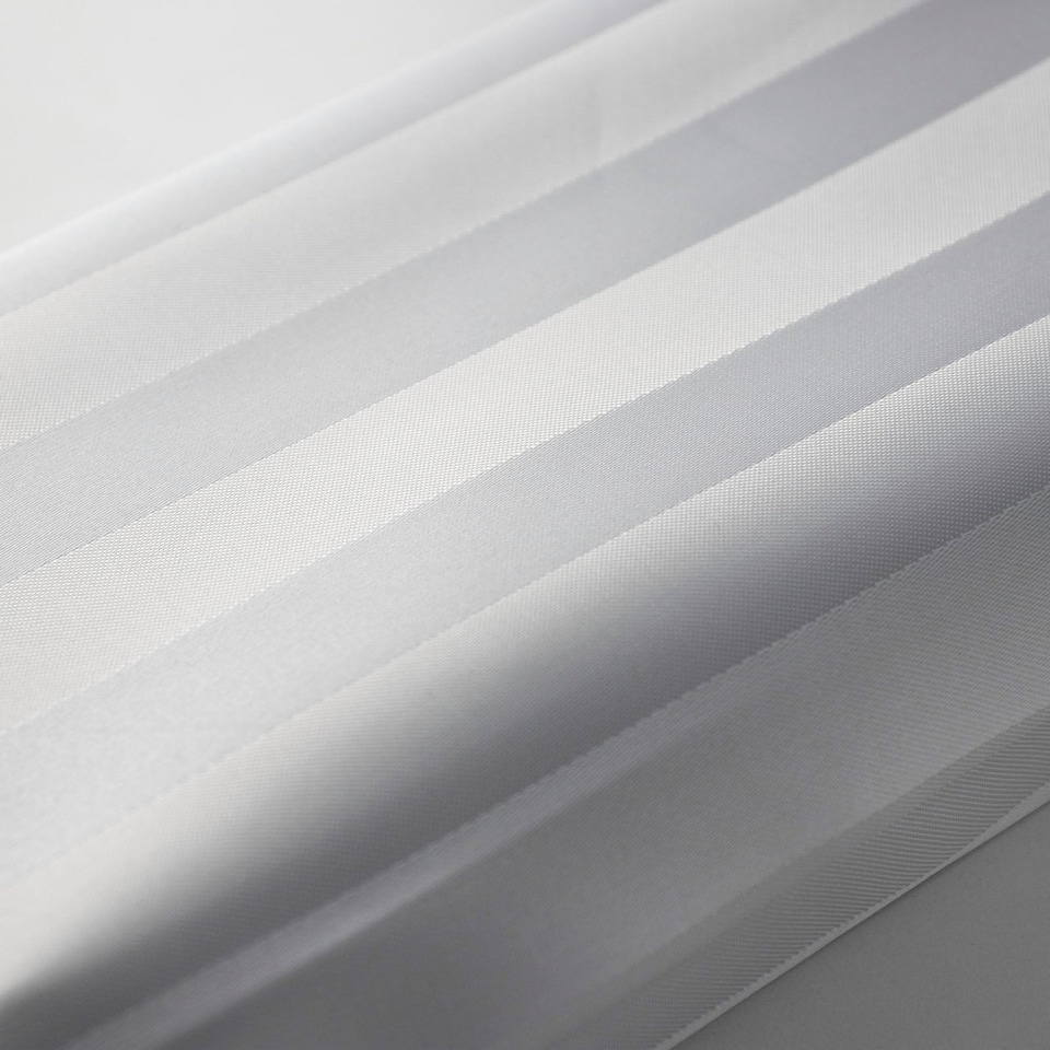 EuroShowers Satin Stripe White Shower Curtain with Weighted Hem - 180x200cm