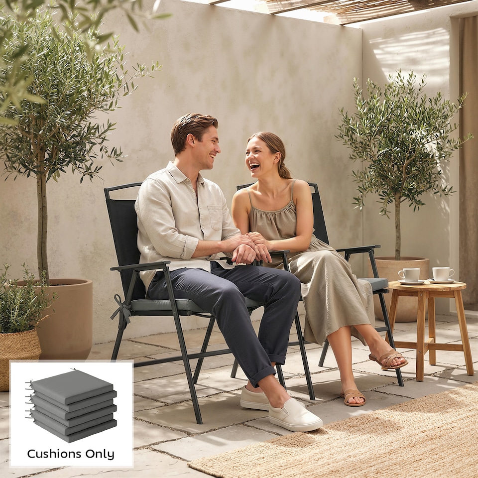 image 1 of Outsunny Seat Cushions with Machine Washable Cover | Grey | Dark Grey | 46 x 42 x 7 cm