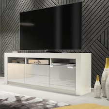 TV Unit TV Stand Media Cabinet Sideboard White High Gloss Doors Storage 160cm