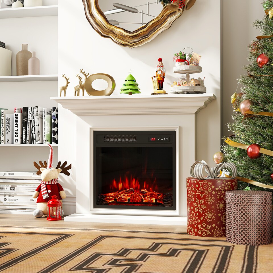 image 1 of COSTWAY Electric Fireplace Insert Fireplace Heater Black