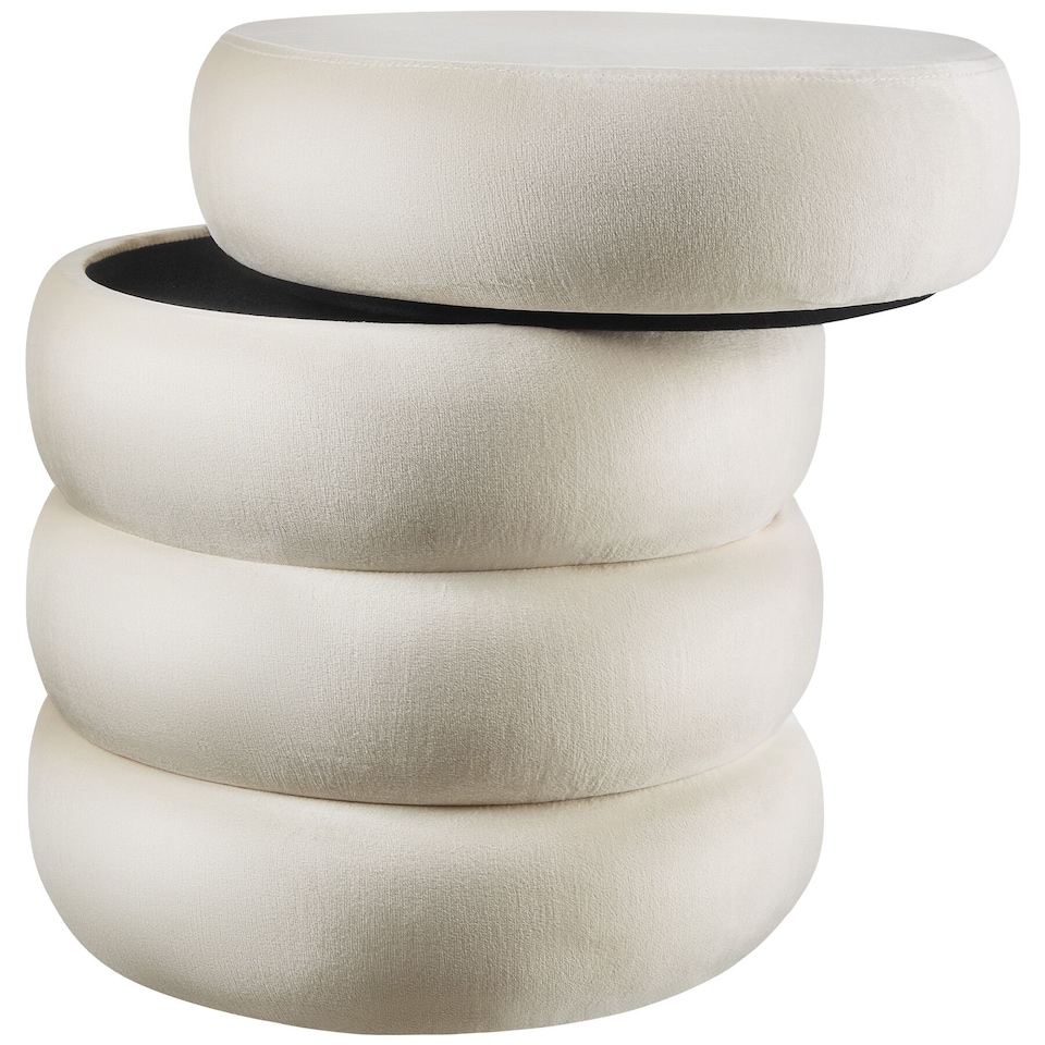 image 1 of Stool Altu - padded seat, large storage space | Cream | velvet look cream-white | 42 x 42 x 47 cm | 1