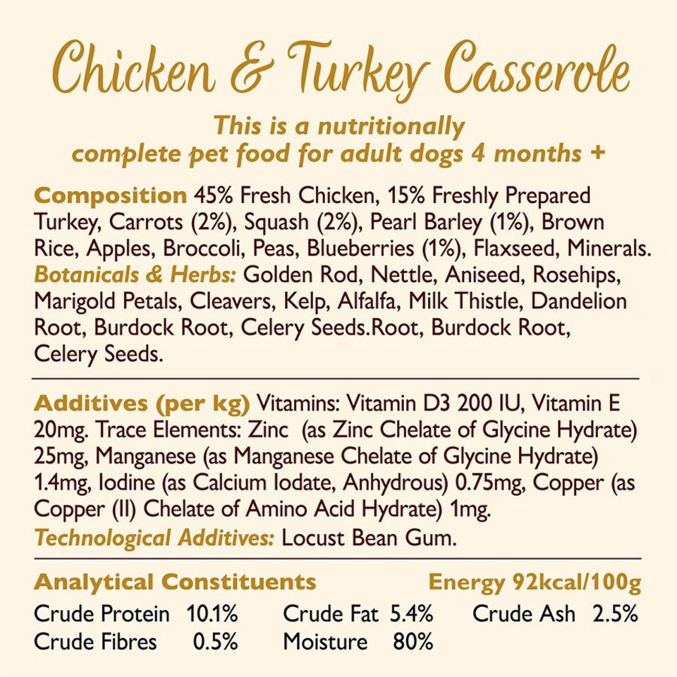 image 1 of Lily's Kitchen Wet Dog Tin Chicken and Turkey Casserole 400g (Pack of 6)