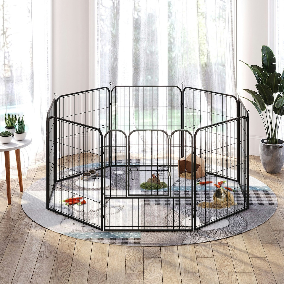 image 1 of PawHut 8 Panels Heavy Duty Puppy Play Pen for Small, Medium Dogs 79Hcm