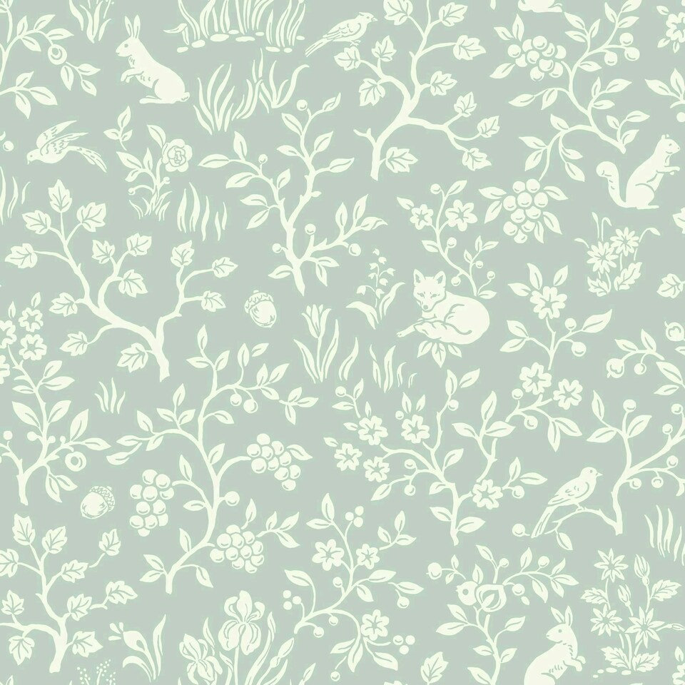 image 1 of York Premium MK1111 Fox & Hare Wallpaper, Green Multi