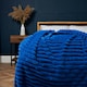 image 2 of BHS Jumbo Cord Throw with Plain Velvet Backing, Blue Blue | Blue