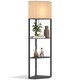 image 1 of HOMCOM Corner Modern Floor Lamp with Shelves for Living Room, Bedroom, Black