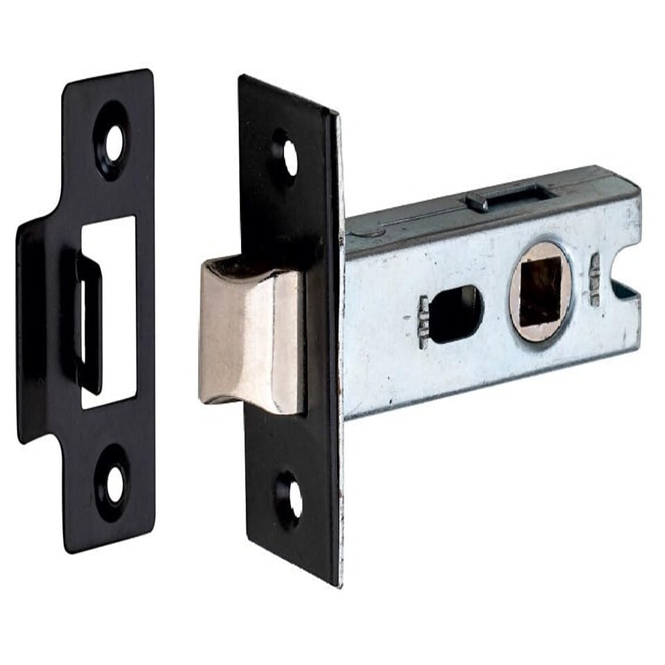 Golden Grace Bolt Through Sprung Lever Door Handle Tubular Latch in Matt Black Finish, Nickel Plated - 75mm