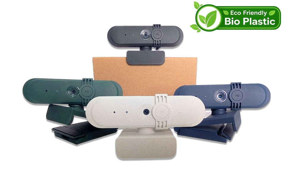 image 1 of Accuratus BIO CAM900 Webcam - Full HD USB Webcam Biodegradable Plant Based Resin Case - Charcoal Black