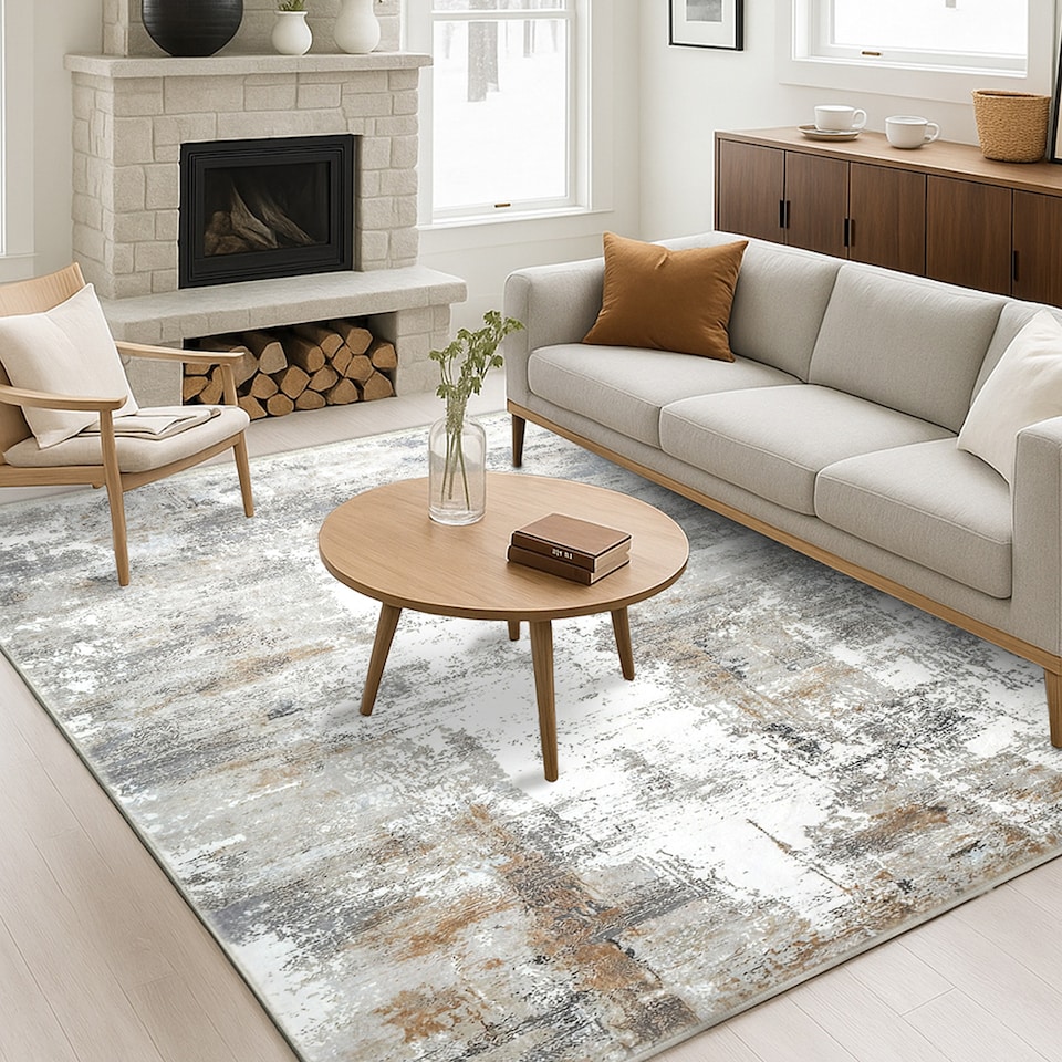 image 1 of Marlow Large Area Rug Washable Living Room Hallway Runner | Grey | 160x230cm