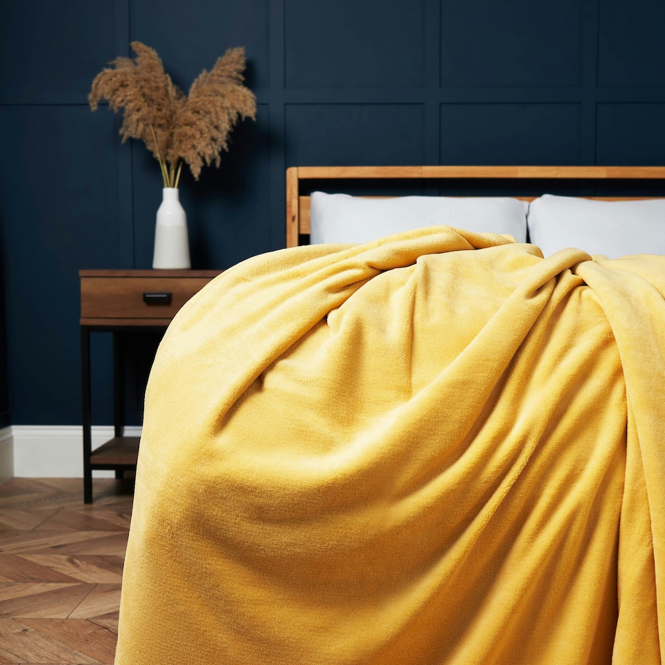 image 1 of BHS Jumbo Microfleece Throw, Yellow
