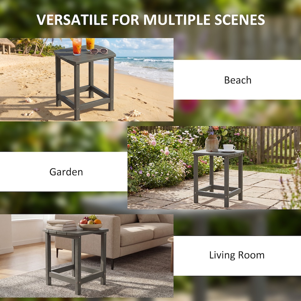 image 1 of Outsunny Outdoor Side Table, Adirondack Side Table, Indoor Outdoor, Grey | Grey
