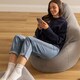 image 5 of Dalton Cord Adults Bean Bag Recliner and Pouffe, Ready Filled Beanbag and Footstool Grey | Grey | Grey | 1