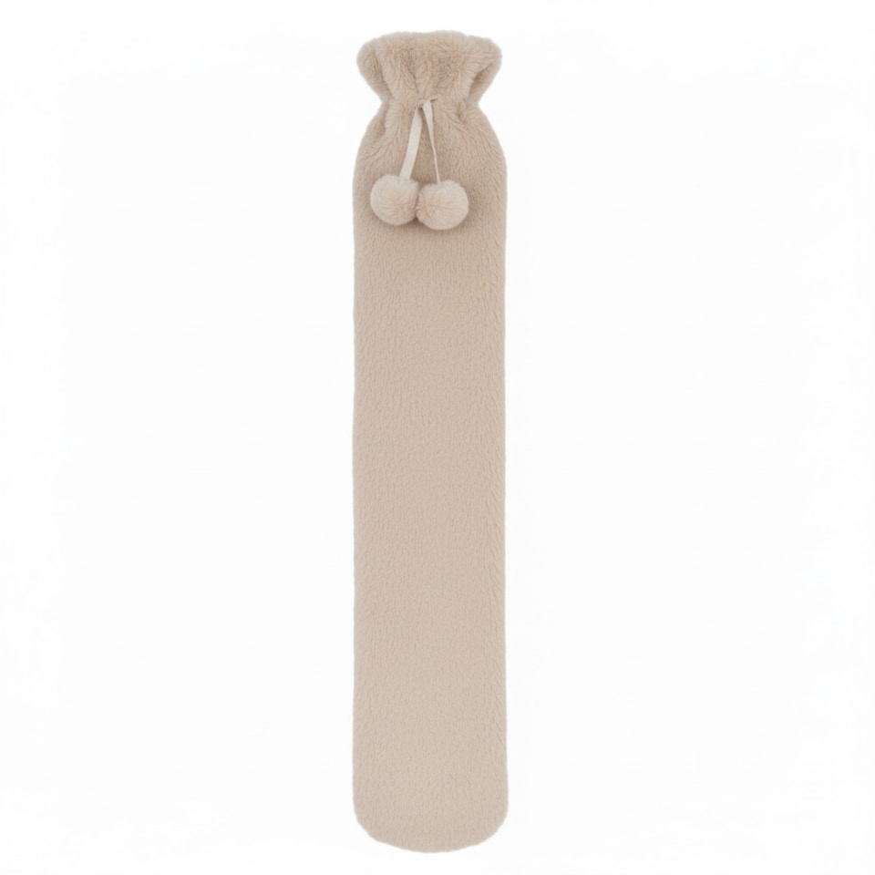 image 1 of Soft Long Hot Water Bottle Perfect for Back Neck Leg Pain Relief | Cream