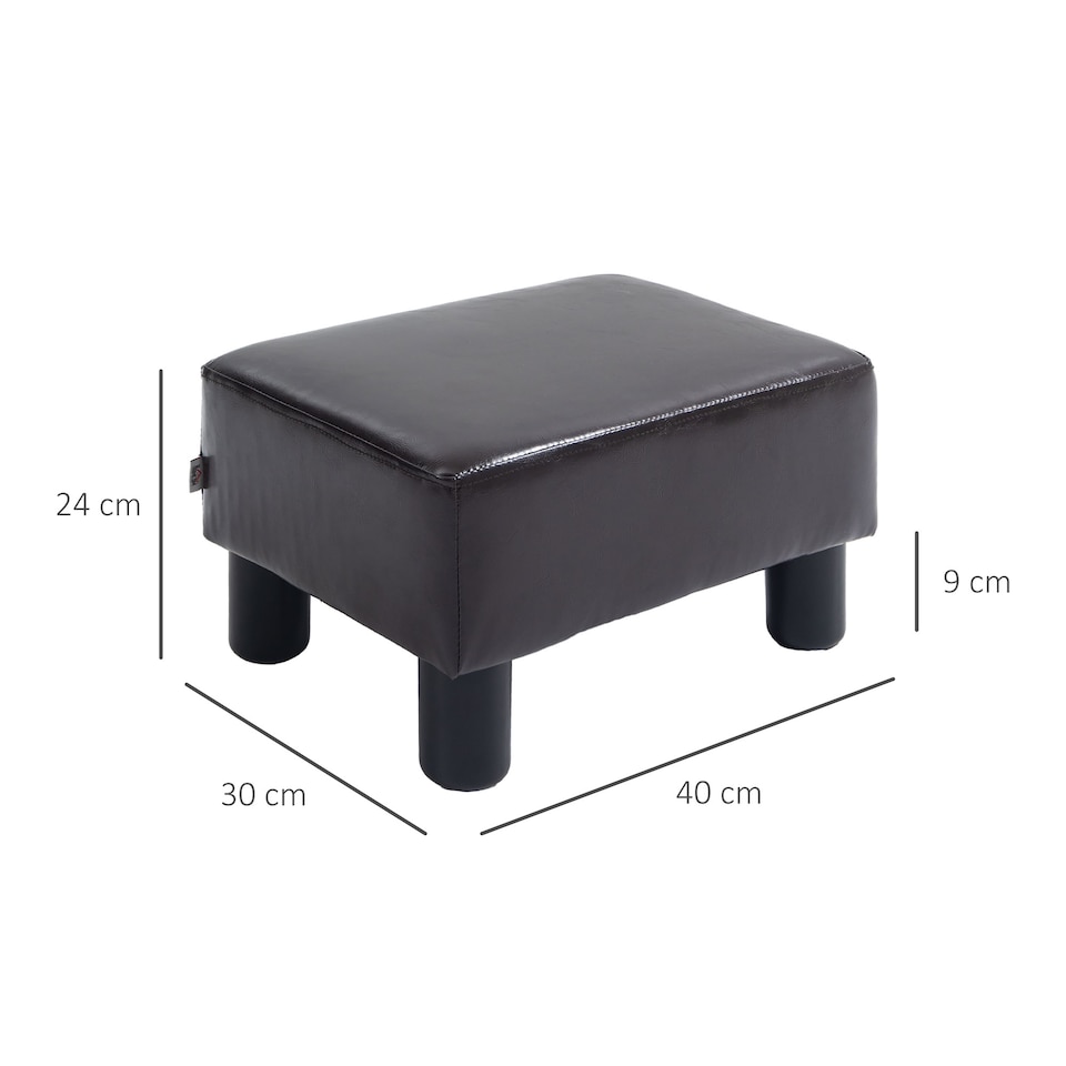 image 1 of HOMCOM Chic Faux Leather Footstool Ottoman Cube with 4 Plastic Legs Brown