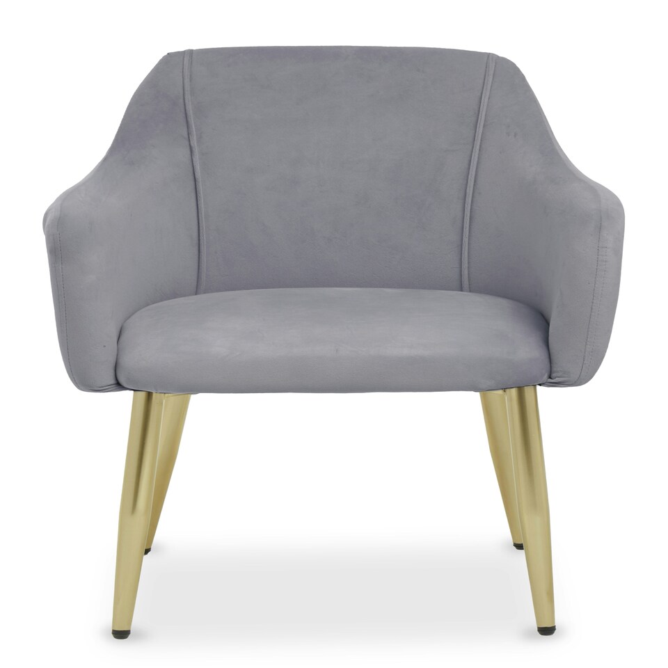 image 1 of Interiors by Premier Grey Velvet Dining Chair, Mid-Century Modern Velvet Dining Chair, Stylish Grey and Gold Dining Chair