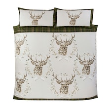 Angus Stag Brushed Cotton Bedding Set Green | Single