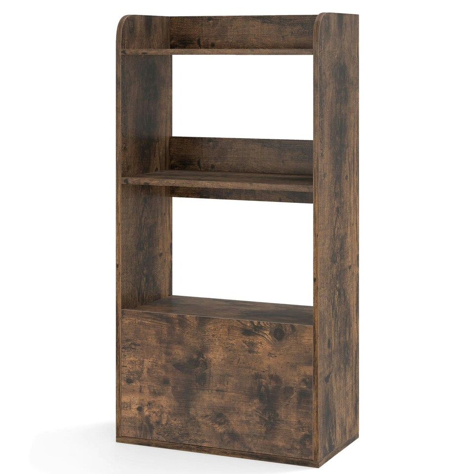 image 1 of COSTWAY Bookcase with Drawer Freestanding Bookshelf Brown Brown